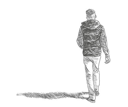 Illustration of person walking away Illustration of person walking away
