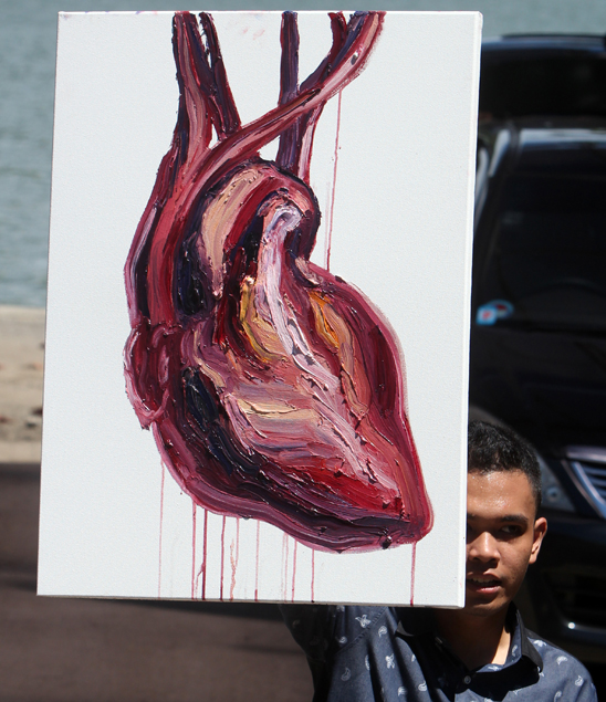 Myuran Sukumaran's painting of a dripping heart. Copyright EPA