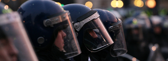 Riot police in London - by bobaliciouslondon on flickr, used under Creative Commons license