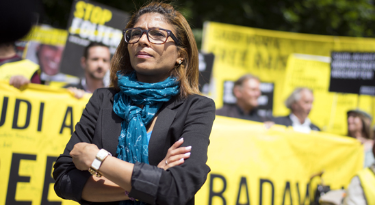 Ensaf Haidar at an Amnesty protest in Berlin © Amnesty International