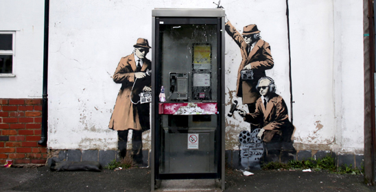Banksy graffiti near GCHQ in Cheltenham