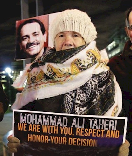 Ezat Taheri campaigning for her son